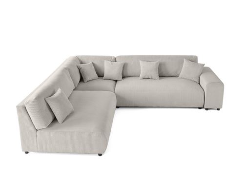 BestMobilier - Canapé d'angle modulable - Garance - 6 places - Velours - Gris clair - Image 3