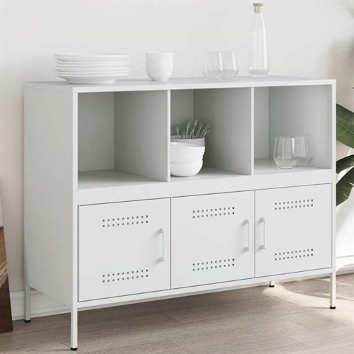 Vidaxl Blanc Buffet, Armoire Avec Pieds Et Compartiments, Placard Avec Porte, Meuble De Rangement Salon Intérieur, 843095 - Image 3