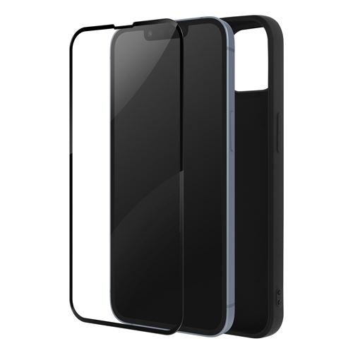 Coque pour iPhone 14 Souple Noir et Verre Trempé 9H Avizar Contour Noir