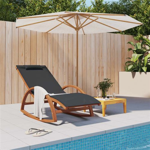 Vidaxl Gris Chaise À Bascule Bois De Peuplier - Image 3