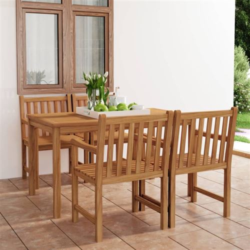 Non Communiqué Bois De Teck Ensemble À Manger De Jardin 5 Pcs Massif
