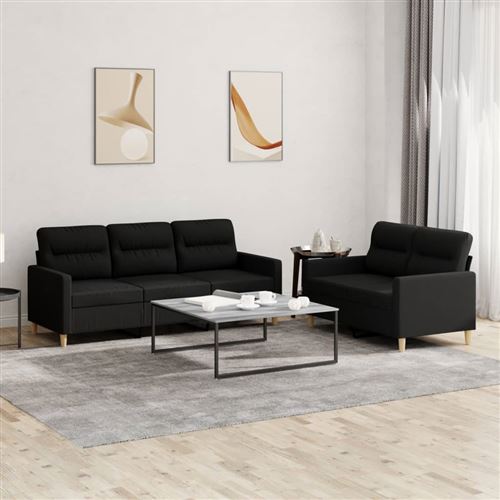 Non Communiqué Noir Vidaxl Ensemble De Canapés 2 Pcs Avec Coussins Tissu
