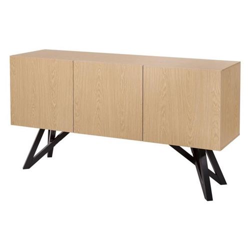 Buffet avec 3 portes - Laque noir - L 160 x P 40,3 x H 85 cm - STARLIGHT