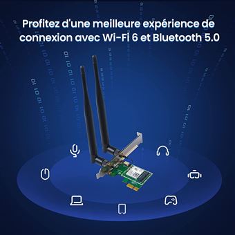 Carte Réseau Wi-Fi avec Bluetooth 4.2 Adaptateur PCI Express