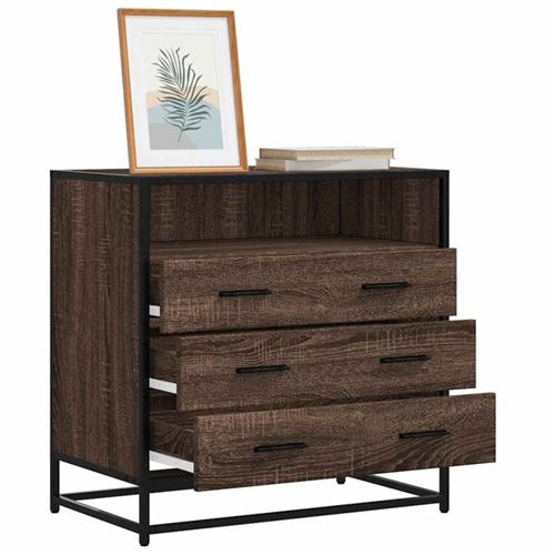 Commode chêne marron 70x41x70 cm bois d ingénierie
