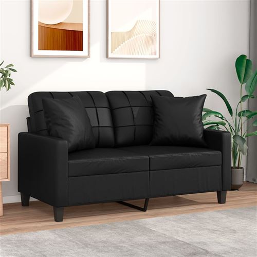 Non Communiqué Noir Vidaxl Canapé 2 Places Avec Oreillers Décoratifs 120Cm Similicuir