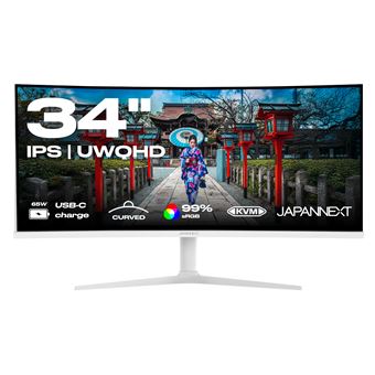 JAPANNEXT Écran PC Incurvé 34 UWQHD Dalle IPS Blanc IPS AMD FreeSync JN-IPS34Q-HC6-W - 1