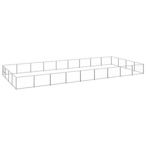 vidaXL Chenil Argenté 36 m² Acier Cage Animaux Enclos pour Chiot Extérieur