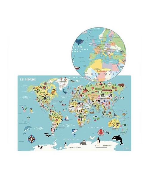 Vilac - 2583 - French Magnetic World Map (98 pieces) Carte du