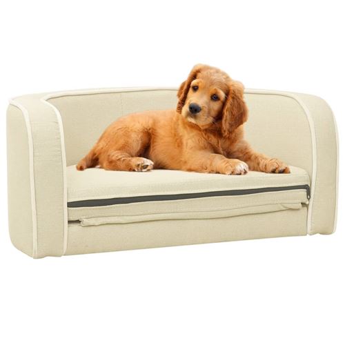 Canapé pliable pour chien avec coussin lavable en lin et mousse