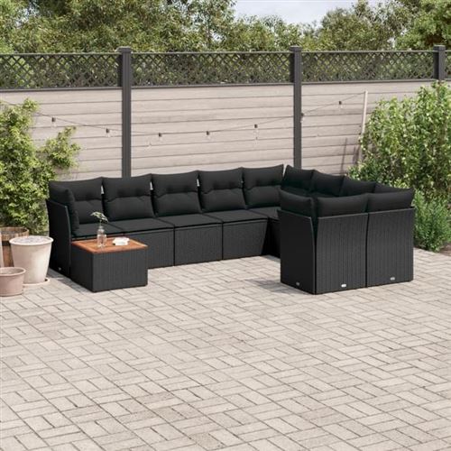Non Communiqué Noir Salon De Jardin Modulable Vidaxl 9 Personnes 10 Pieces 62.0 X 62 X 69 Cm Resine Tressee