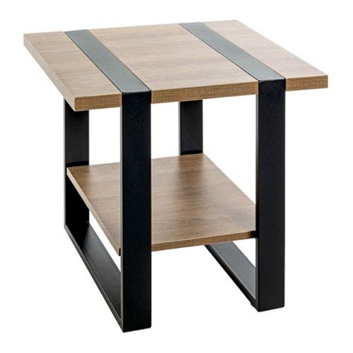 Table d'Appoint "Miranda" 45cm Chêne Foncé & Noir