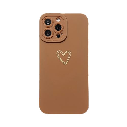 7€44 sur Coque de luxe en forme de cœur FONGWAN pour iPhone 13 Pro Max avec  motif latéral-Café - Coque et étui téléphone mobile - Achat & prix