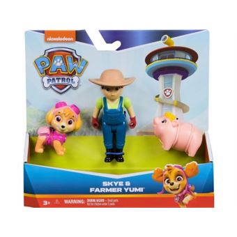 Coffret pat patrouille fermière yumi + cochon + chienne stella - set 3 figurines et 1 accessoire + 1 carte tigre - 1