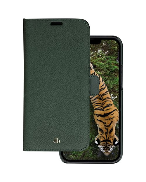 dbramante1928 New York - Étui à rabat pour téléphone portable - 2 en 1 - cuir durable pleine fleur grainé - sempervirent - pour Apple iPhone 14 Plus