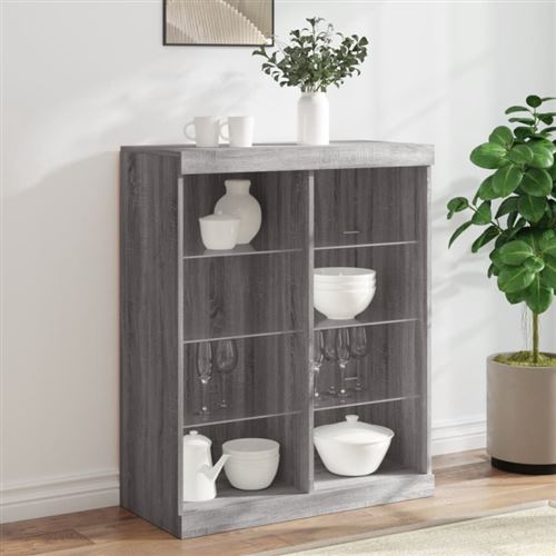 Non Communiqué Gris Buffet Avec Lumières Led Sonoma 81X37x100 Cm
