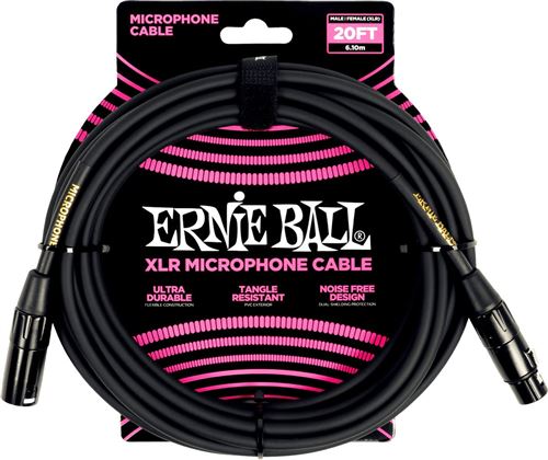 Ernie Ball 6388 - Câble microphone XLR/XLR noir - 6m