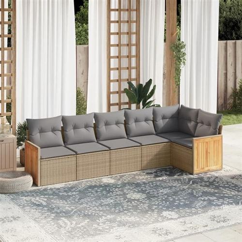 Non Communiqué Beige Vidaxl Salon De Jardin Avec Coussins 6 Pcs, Canapés De Patio, Ensemble De Meubles, Mobilier De Terrasse Extérieur, 3260071