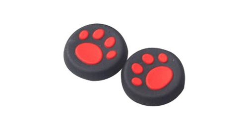 1 paire de capuchons poignées pouce en gel silicone patte chat pour contrôleur nintendo switch - rouge