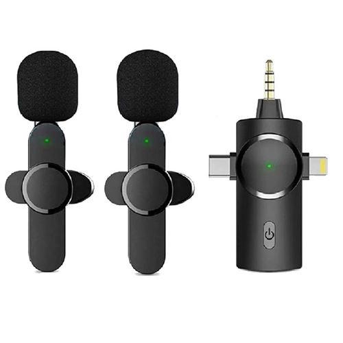 Yonis Microphone Sans Fil 3-En-1 Réduction De Bruit Pour Iphone Android Caméra - Image 3