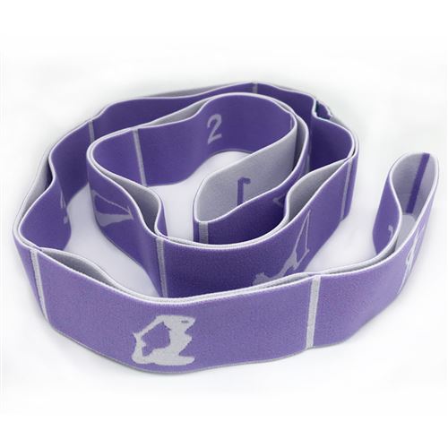 Sangle de Yoga d'exercice FONGWAN Bandes élastiques d'entraînement Pilates avec 9 Anneaux - Violet