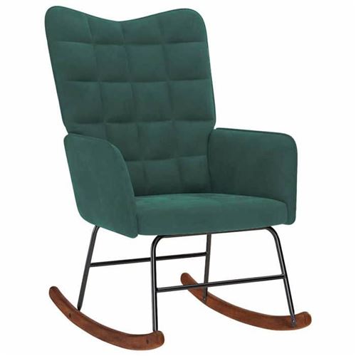 VIDAXL - Fauteuil à bascule - Velours - Vert foncé - Image 2