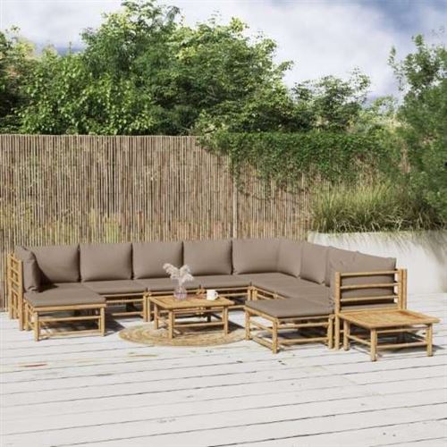 Non Communiqué Marron Salon De Jardin Modulable Vidaxl Bambou 7 Pieces 10 Personnes
