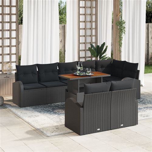 Non Communiqué Noir Ensemble De Canapés De Jardin 9 Pièces Avec Coussins Poly Rattan