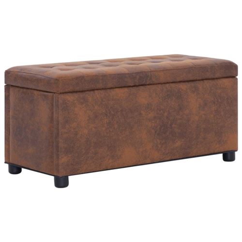 Vidaxl Marron Pouf De Rangement 87,5 Cm Similicuir Daim - Image 3