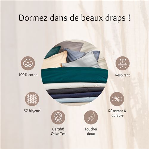 Drap-housse coton blanc bonnet 25 - 200x200 cm, 100% coton