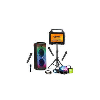 Pack Karaoké Enceinte Bluetooth 600W Mooving MS-ELECTRO-SOUND600 - Enceinte Écran Portable sur Pied - 4 Micros - 3 Jeux L - 1