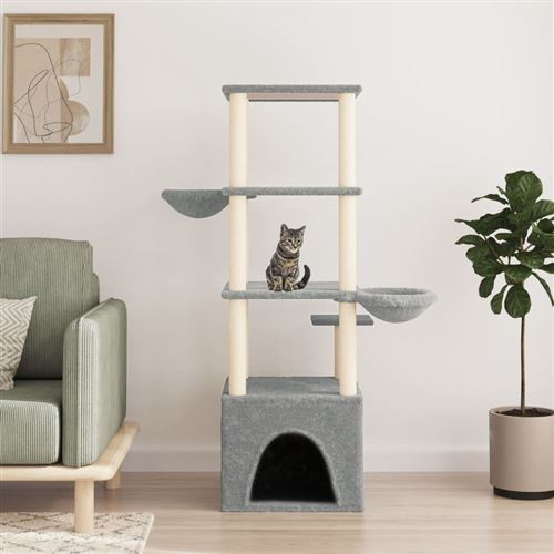 vidaXL Arbre à chat avec griffoirs en sisal gris clair 147 cm