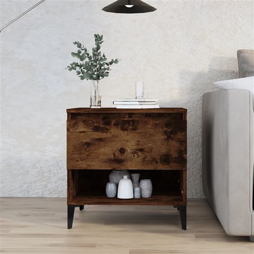 Non Communiqué Marron Vidaxl Bijzettafel 50X46x50 Cm Bewerkt Hout Gerookt Eikenkleurig819558