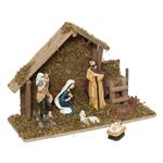 Crèche De Noël Avec 7 Santons - 30x18cm, Résine, Décoration Traditionnelle Fêtes