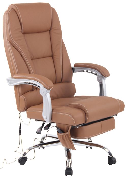 CLP Fauteuil de bureau Pacific en véritable Cuir avec Fonction massage , Marron clair