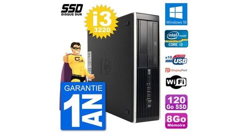 Pc hp compaq pro 6300 sff intel i3-3220 ram 8go ssd 120go windows 10 wifi