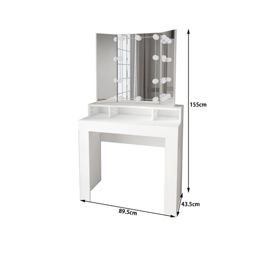 ML design modern living - Table de maquillage d'angle coiffeuse avec miroir  et LED + tabouret gris clair - Coiffeuse - Rue du Commerce