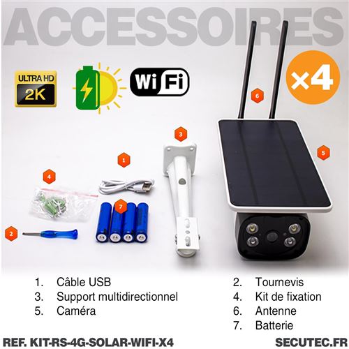 Kit vidéosurveillance 4G autonome solaire avec deux cameras solaire wifi  ultra grand angle double objectif UHD 8MP 4K