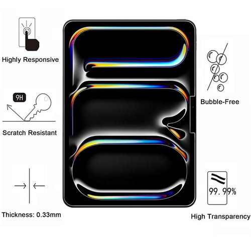 JETech Lot De 2 Films Protection Écran IPad Pro 13 Pouces M4 (2024) - Verre Trempé 9H HD Transparent