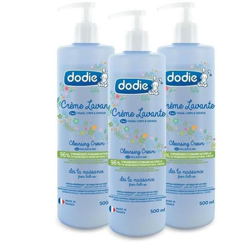 dodie lot de 3 cremes lavantes 500ml