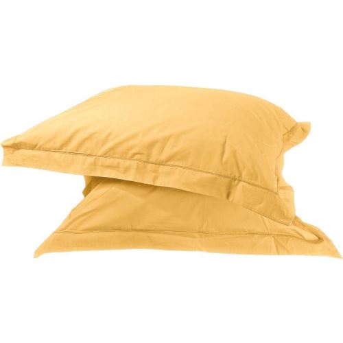 Lot 2 Taies D'oreiller Unie Percale EASY CARE 80 fils/cm² SENSEI SOFT Safran 50x70