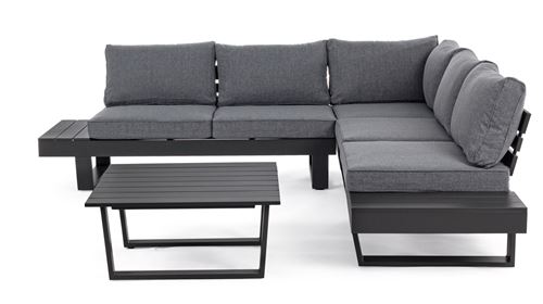 Salon d'angle coloris anthracite en aluminium -PEGANE-