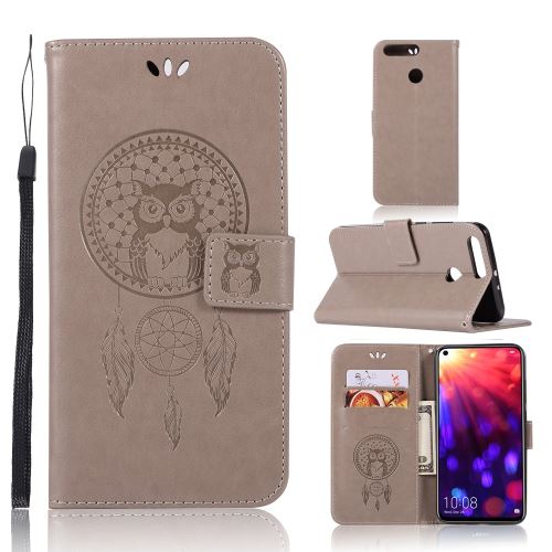 Etui en PU support de capteur rêves hibou gris pour votre Huawei Honor View 20/V20