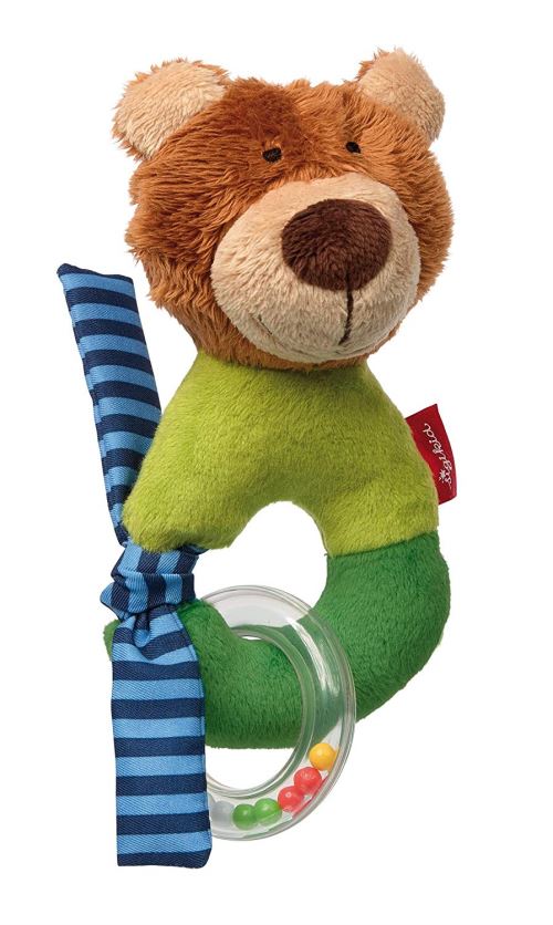 sigikid, Fille et Garçon, Hochet Ourson, Red Stars, Brun/Vert, 42179