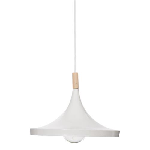 Lampe Suspension Design Métal & Bois 32cm Blanc