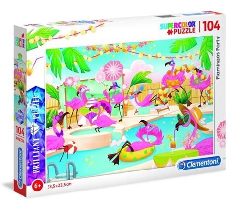 Clementoni puzzle Brilliant Puzzle Flamingos Party 104 pièces