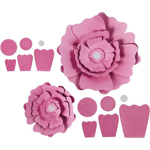 Happy Moments papier fleurs rose 15 + 25 cm 2 pièces