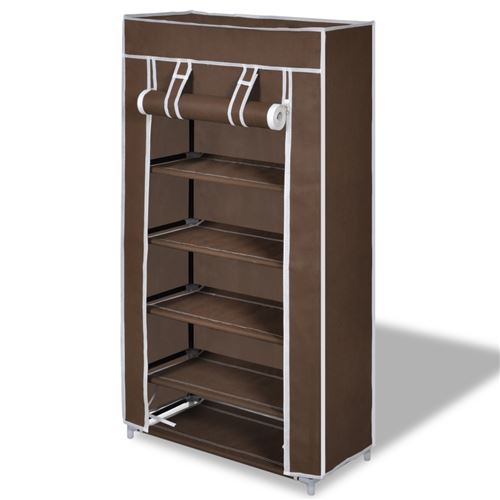 Armoires chaussure étagère 10 paires tissu marron