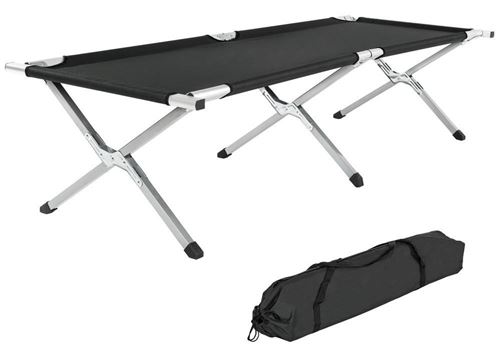 Lit de camp pliable XL 190cm + housse noir