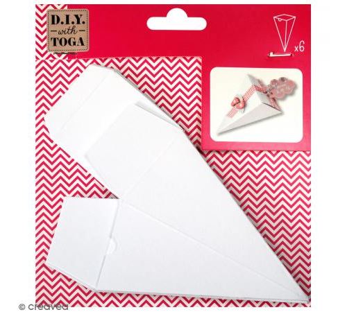 Cornets à dragées Blanc à monter et personnaliser - 5 x 11 cm - 6 pcs